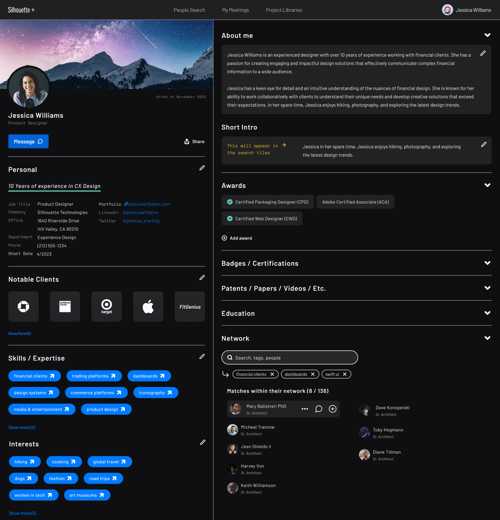Screenshot of the employee view of the application